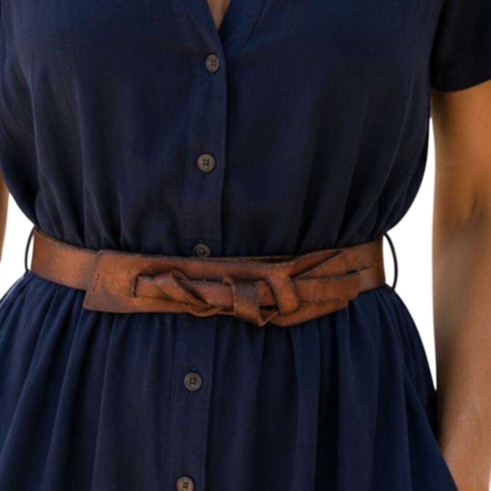 Brown Genuine Leather Knotted Pin Belt Womens Small Statement Boho Earthy